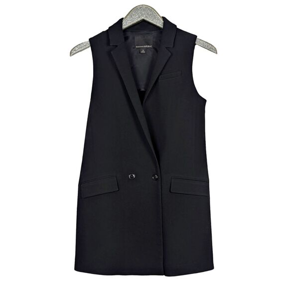 BANANA REPUBLIC Black Vest Jacket Minimalist Essential Size 0 - Picture 2 of 6